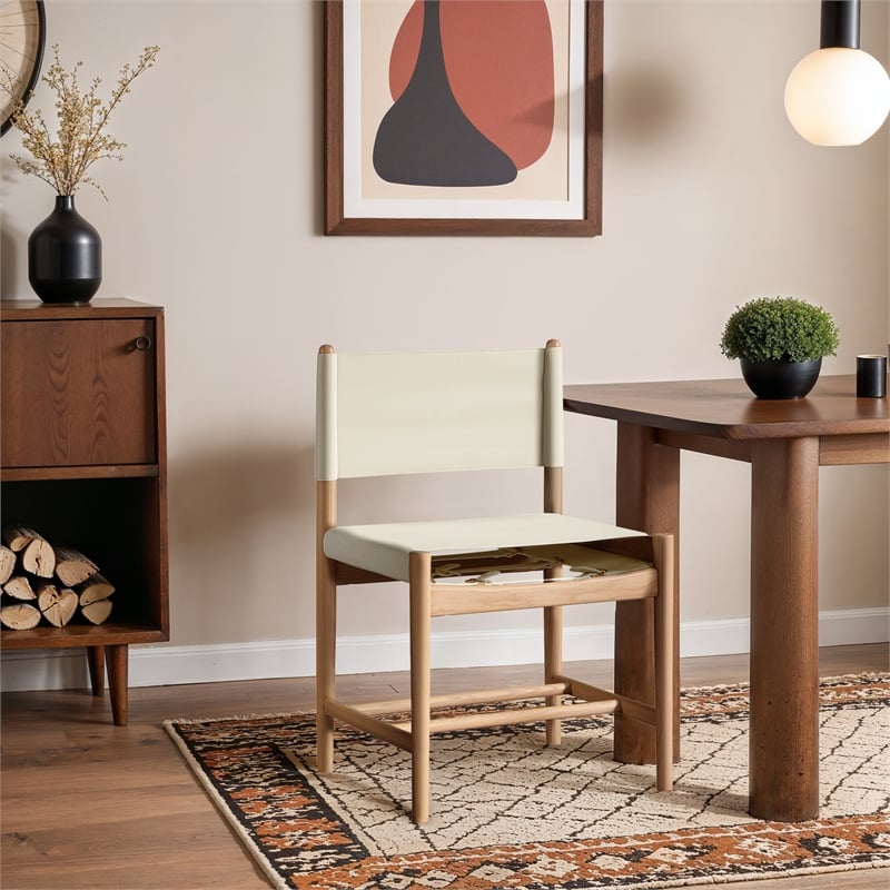 Meridian Furniture Rawlins Cream Vegan Leather Dining Chair (Set of 2)