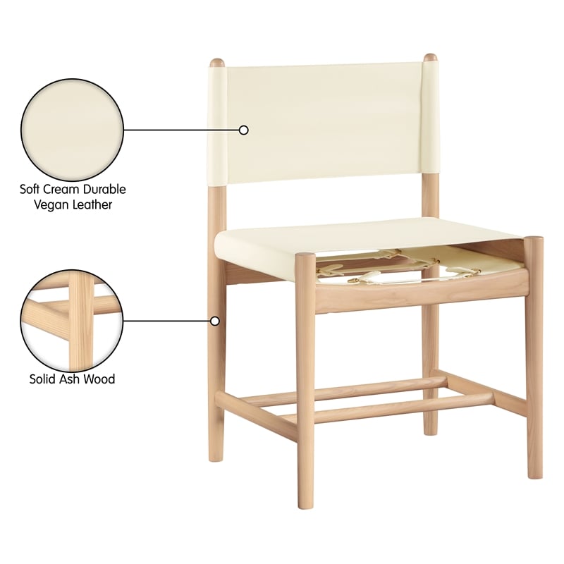 Meridian Furniture Rawlins Cream Vegan Leather Dining Chair (Set of 2)