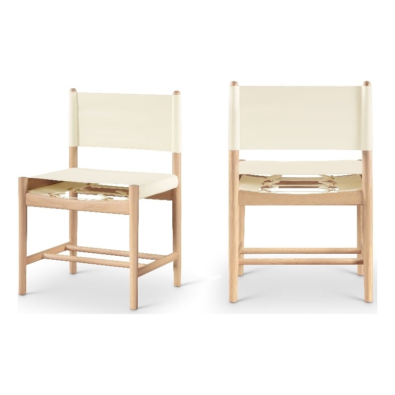 Meridian Furniture Rawlins Cream Vegan Leather Dining Chair (Set of 2)