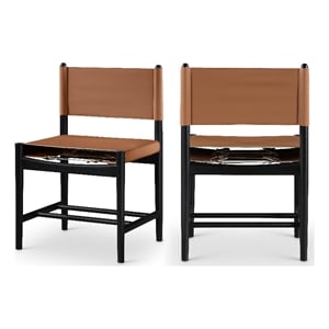 Meridian Furniture Rawlins Cognac Vegan Leather Dining Chair (Set of 2)