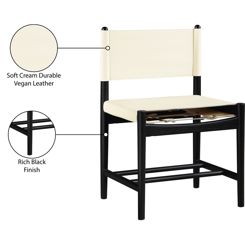 Meridian Furniture Rawlins Cream Vegan Leather Dining Chair (Set of 2)
