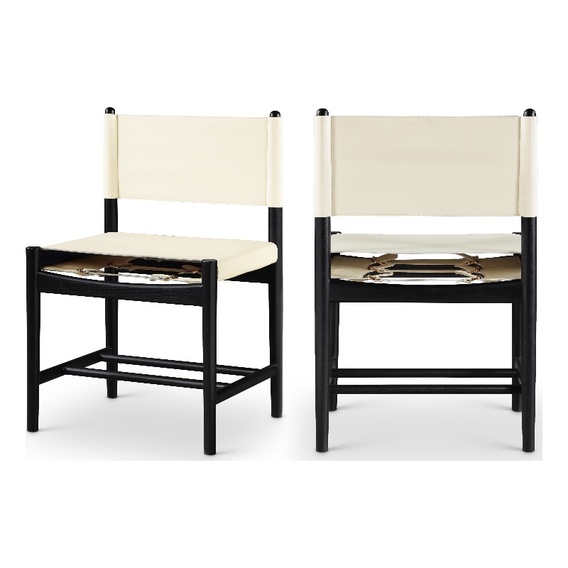 Meridian Furniture Rawlins Cream Vegan Leather Dining Chair (Set of 2)