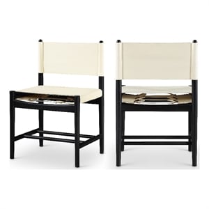 Meridian Furniture Rawlins Cream Vegan Leather Dining Chair (Set of 2)