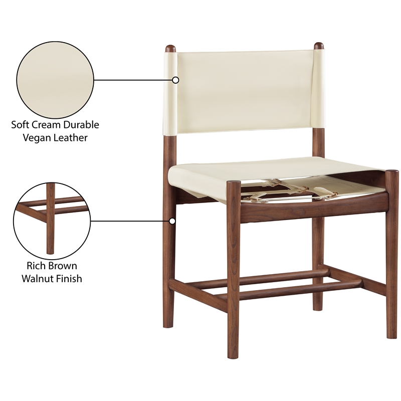 Meridian Furniture Rawlins Cream Vegan Leather Dining Chair (Set of 2)