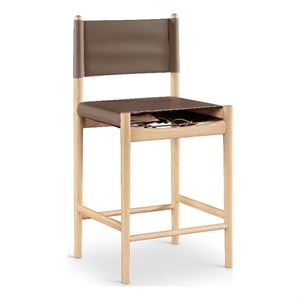 Meridian Furniture Rawlins Brown Vegan Leather Upholstered Counter Stool