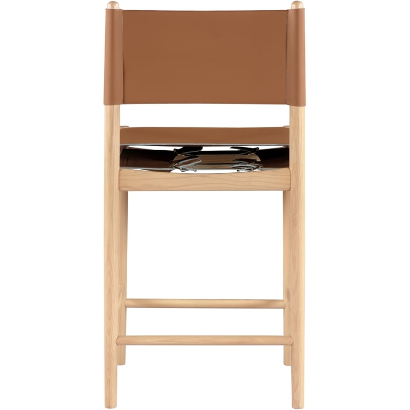 Meridian Furniture Rawlins Cognac Vegan Leather Upholstered Counter Stool