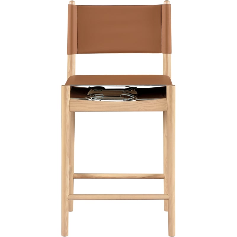 Meridian Furniture Rawlins Cognac Vegan Leather Upholstered Counter Stool
