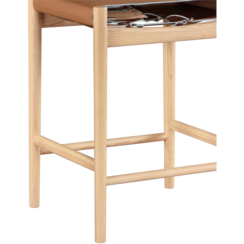 Meridian Furniture Rawlins Cognac Vegan Leather Upholstered Counter Stool