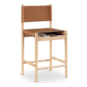 Meridian Furniture Rawlins Cognac Vegan Leather Upholstered Counter Stool