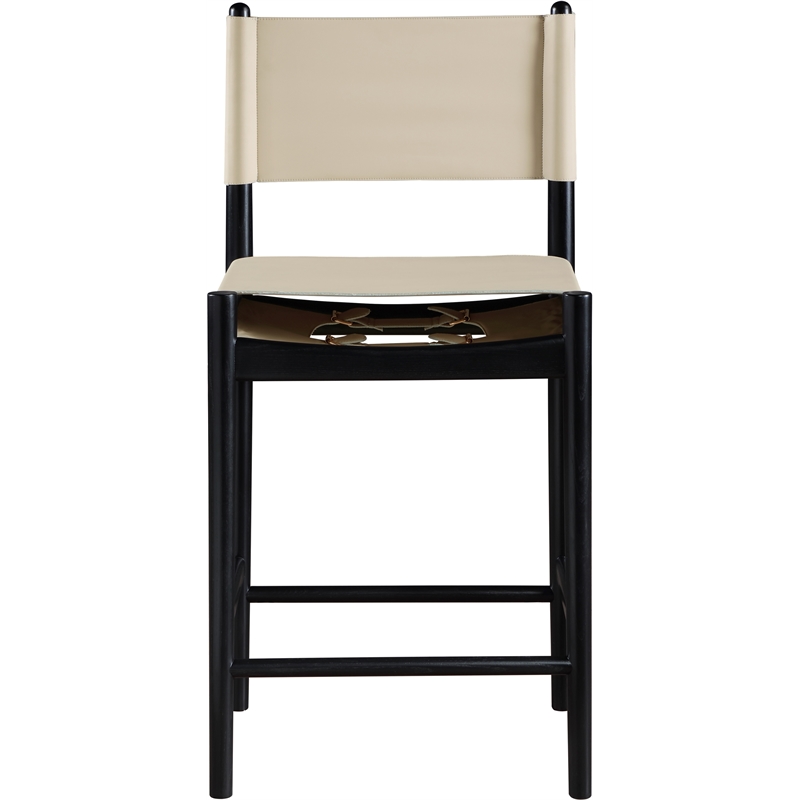 Meridian Furniture Rawlins Beige Vegan Leather Upholstered Counter Stool