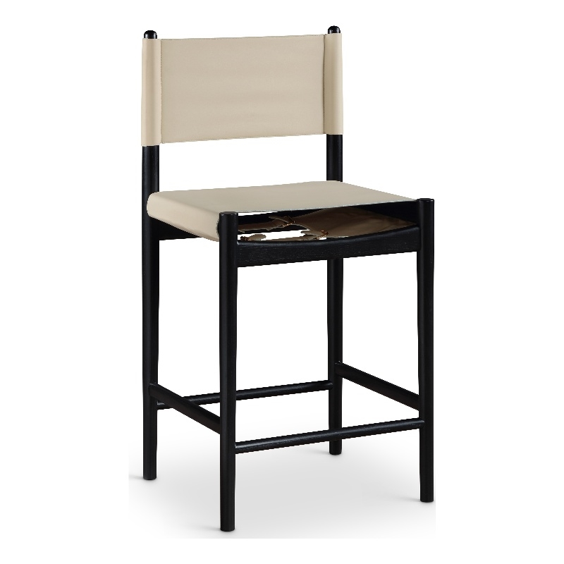 Meridian Furniture Rawlins Beige Vegan Leather Upholstered Counter Stool