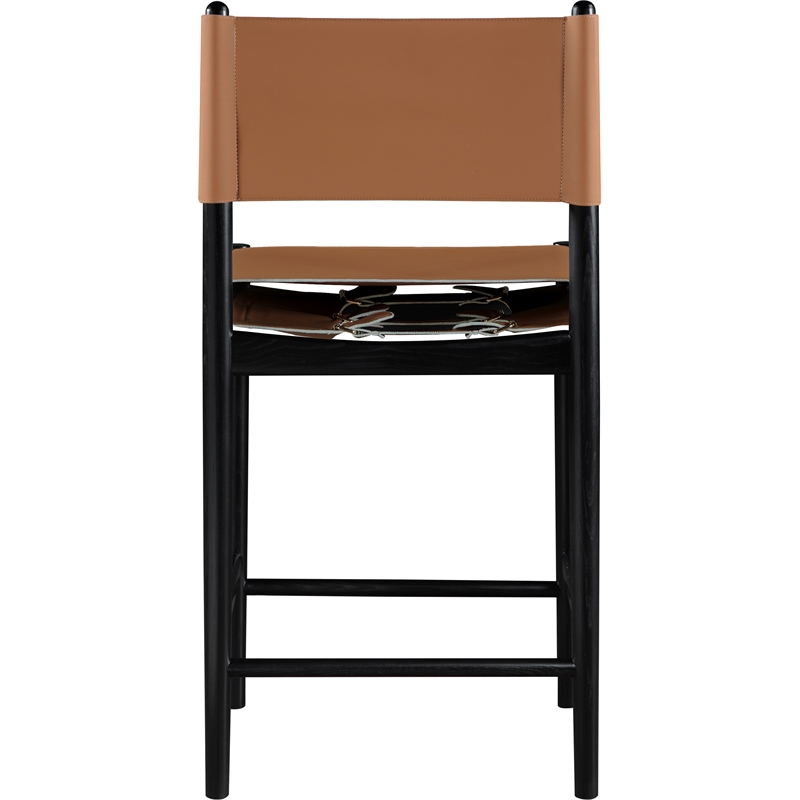 Meridian Furniture Rawlins Cognac Vegan Leather Upholstered Counter Stool