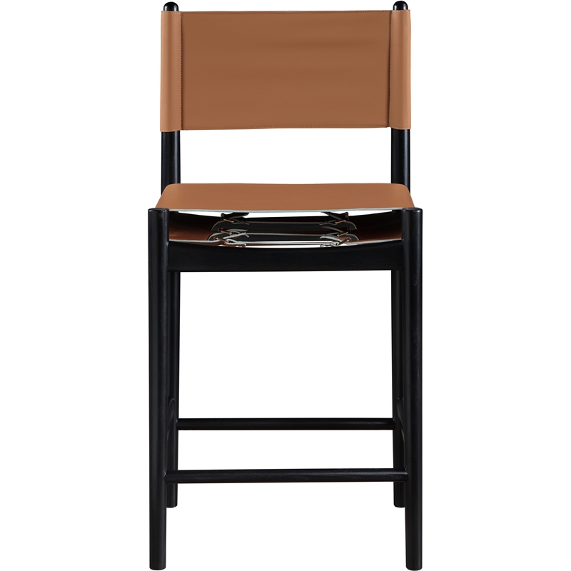 Meridian Furniture Rawlins Cognac Vegan Leather Upholstered Counter Stool