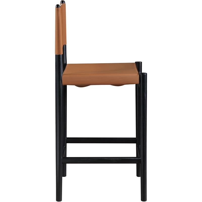 Meridian Furniture Rawlins Cognac Vegan Leather Upholstered Counter Stool