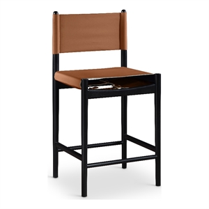 Meridian Furniture Rawlins Cognac Vegan Leather Upholstered Counter Stool