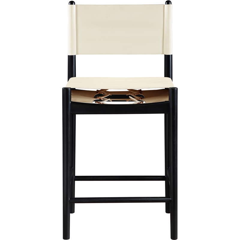 Meridian Furniture Rawlins Cream Vegan Leather Upholstered Counter Stool