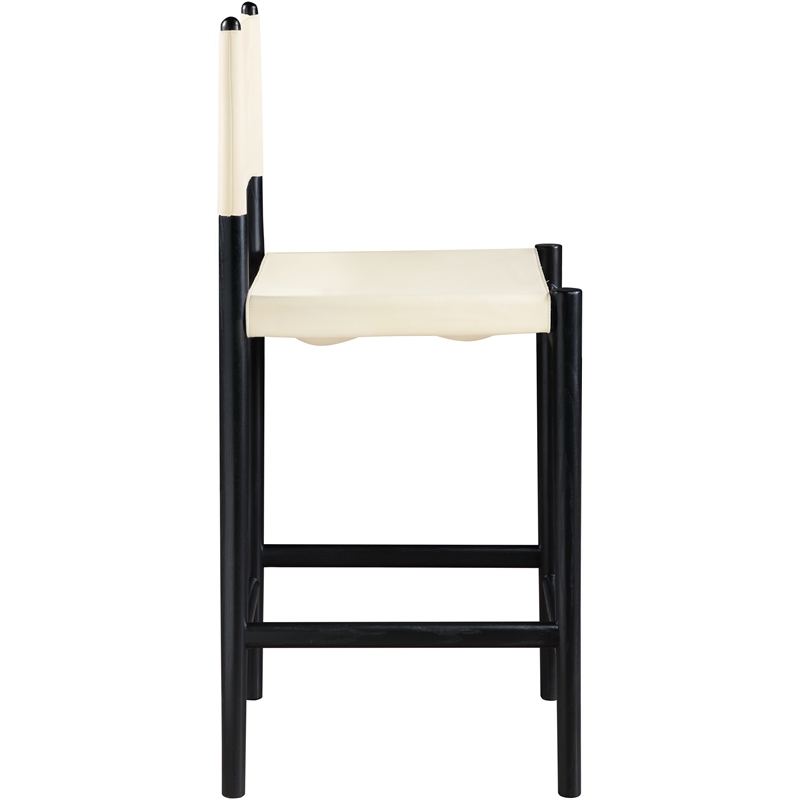 Meridian Furniture Rawlins Cream Vegan Leather Upholstered Counter Stool