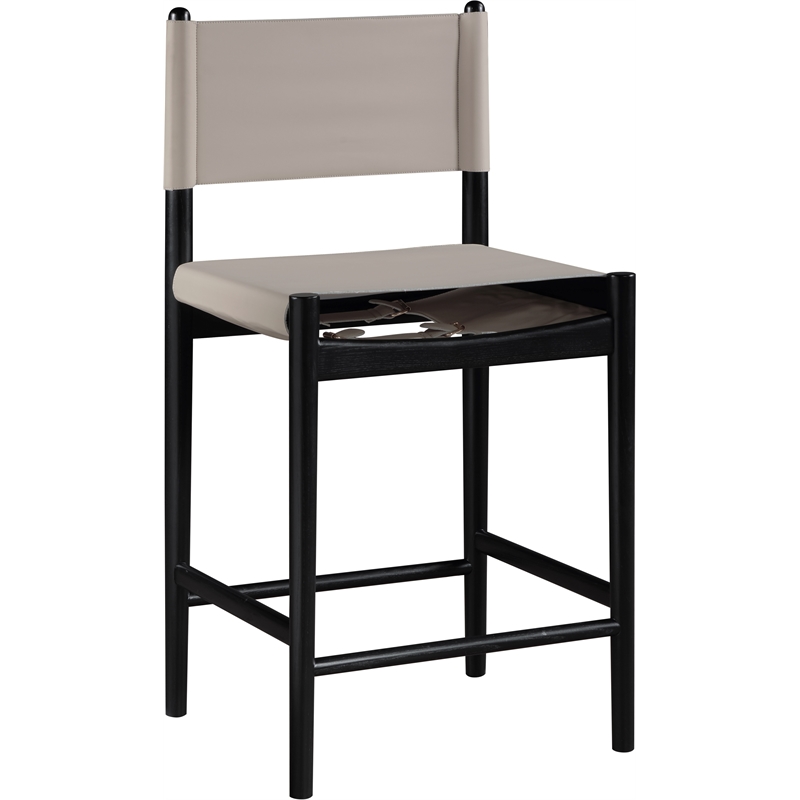 Meridian Furniture Rawlins Taupe Vegan Leather Upholstered Counter Stool