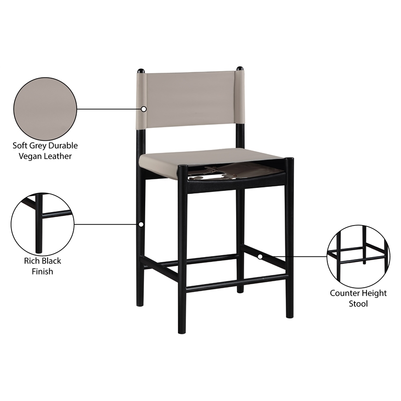 Meridian Furniture Rawlins Taupe Vegan Leather Upholstered Counter Stool