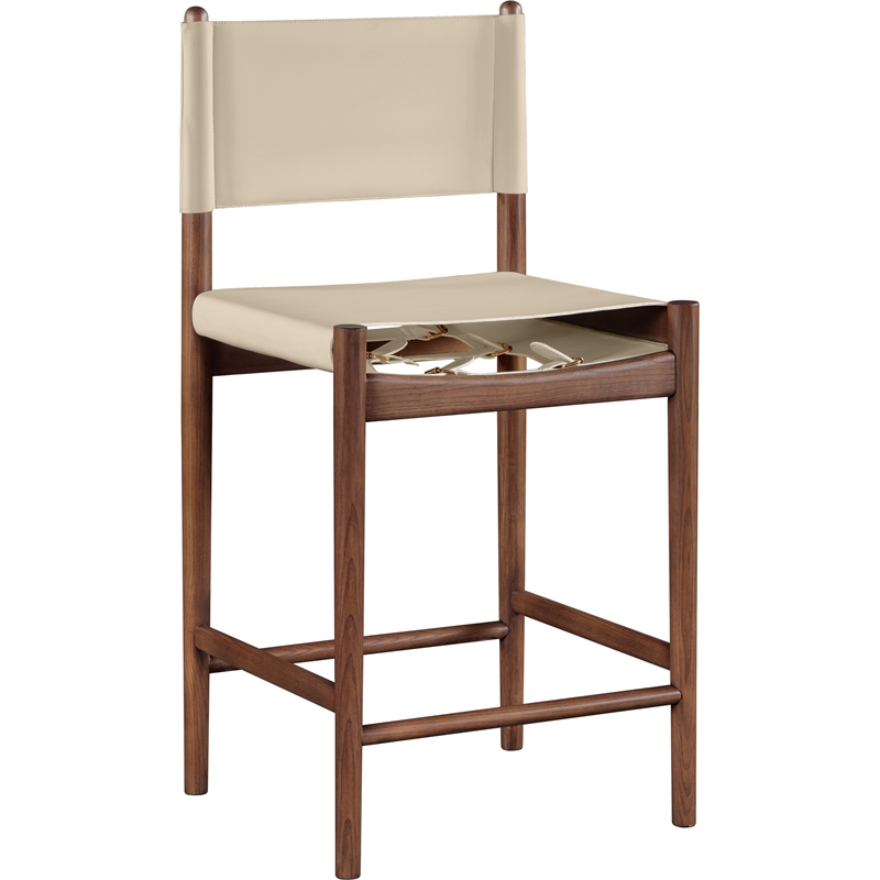 Meridian Furniture Rawlins Beige Vegan Leather Upholstered Counter Stool
