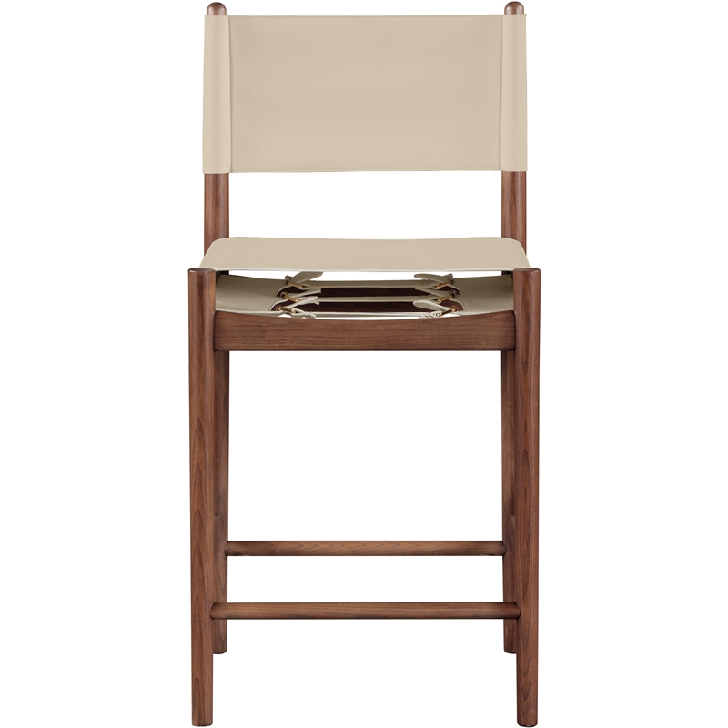 Meridian Furniture Rawlins Beige Vegan Leather Upholstered Counter Stool