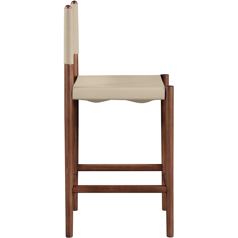 Meridian Furniture Rawlins Beige Vegan Leather Upholstered Counter Stool