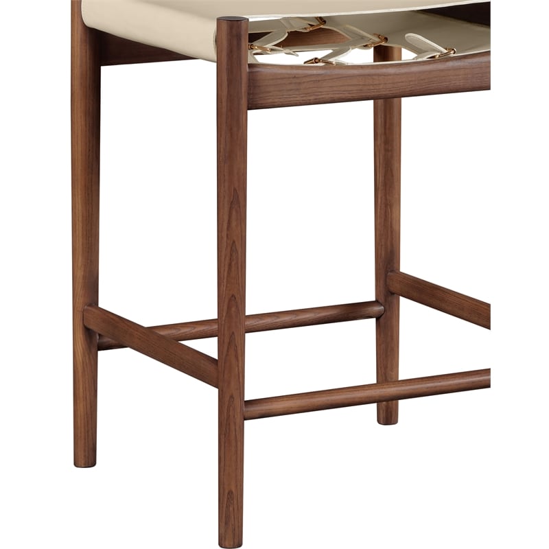 Meridian Furniture Rawlins Beige Vegan Leather Upholstered Counter Stool