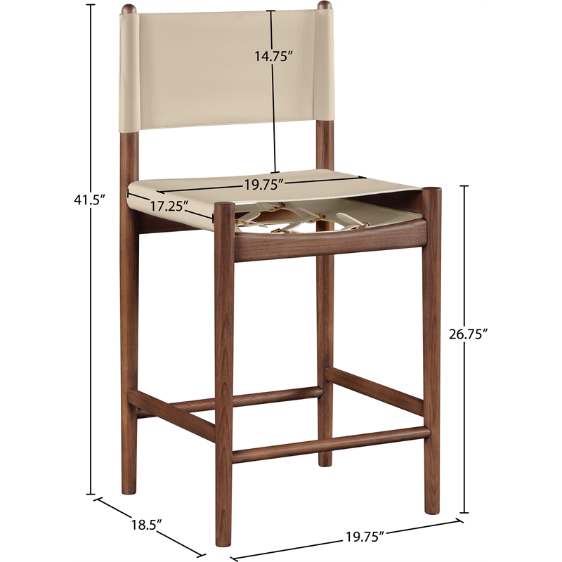 Meridian Furniture Rawlins Beige Vegan Leather Upholstered Counter Stool