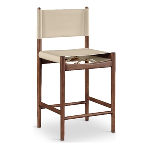 Meridian Furniture Rawlins Beige Vegan Leather Upholstered Counter Stool