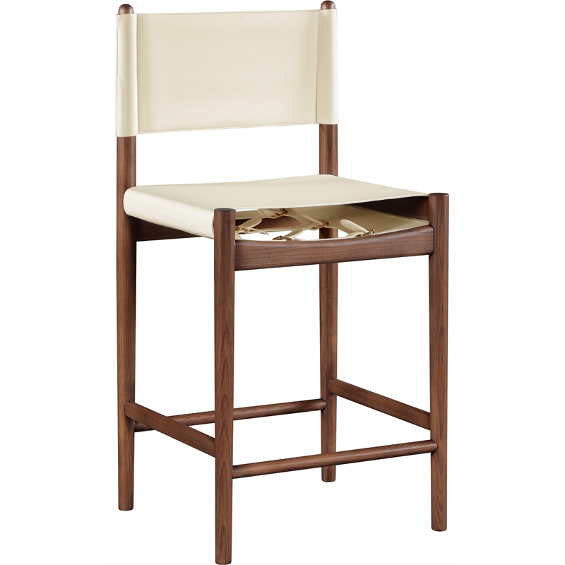 Meridian Furniture Rawlins Cream Vegan Leather Upholstered Counter Stool