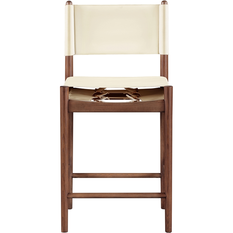 Meridian Furniture Rawlins Cream Vegan Leather Upholstered Counter Stool