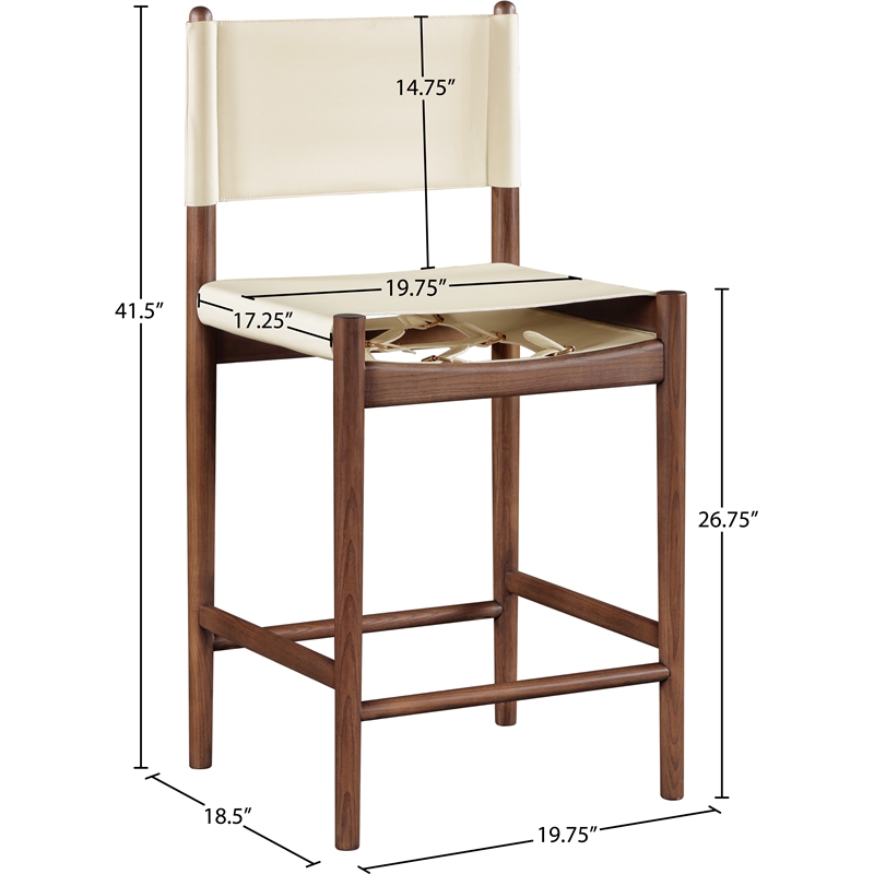 Meridian Furniture Rawlins Cream Vegan Leather Upholstered Counter Stool