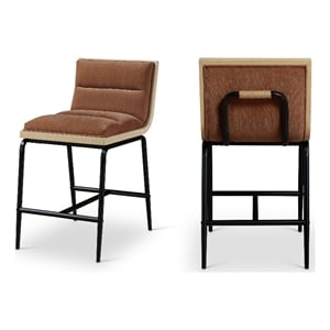 Meridian Furniture Viceroy Cognac Fabric Counter Stool (Set of 2)