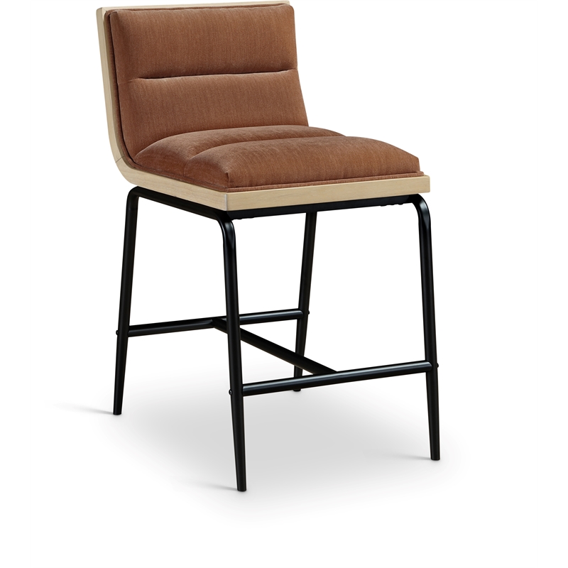 Meridian Furniture Viceroy Cognac Fabric Counter Stool (Set of 2)