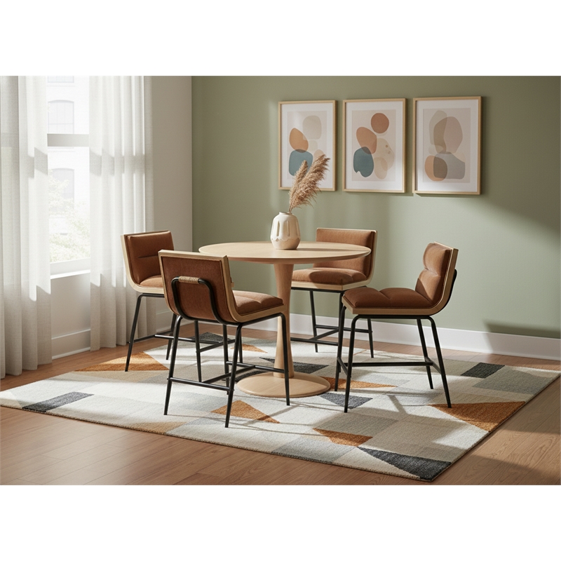 Meridian Furniture Viceroy Cognac Fabric Counter Stool (Set of 2)