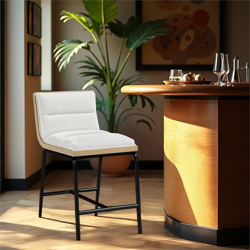 Meridian Furniture Viceroy Cream Fabric Upholstered Counter Stool (Set of 2)
