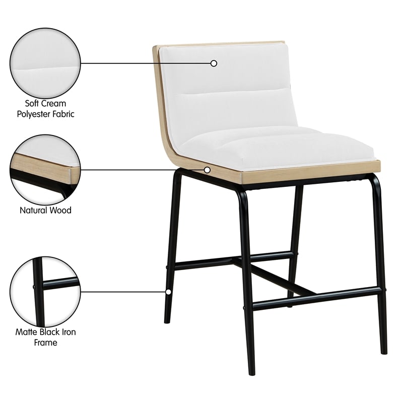 Meridian Furniture Viceroy Cream Fabric Upholstered Counter Stool (Set of 2)