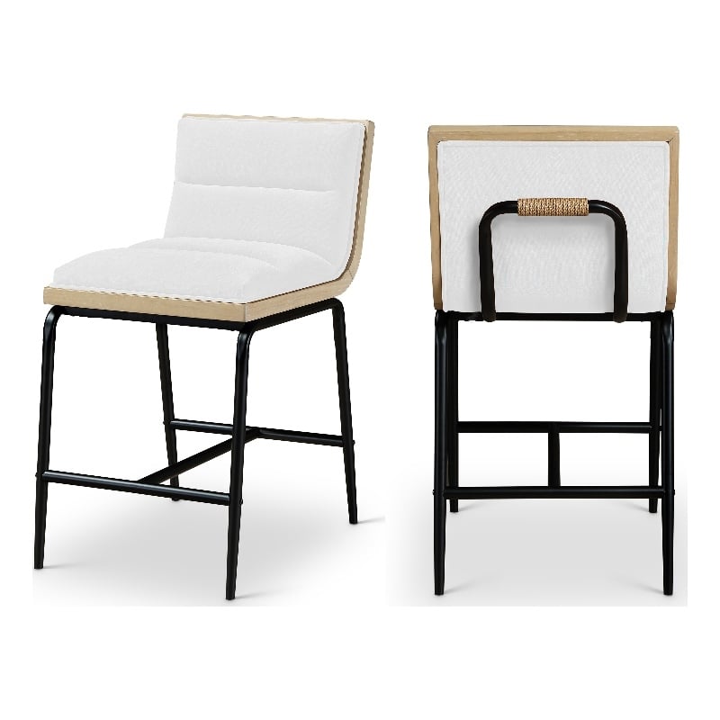 Meridian Furniture Viceroy Cream Fabric Upholstered Counter Stool (Set of 2)