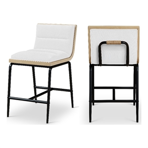 Meridian Furniture Viceroy Cream Fabric Upholstered Counter Stool (Set of 2)