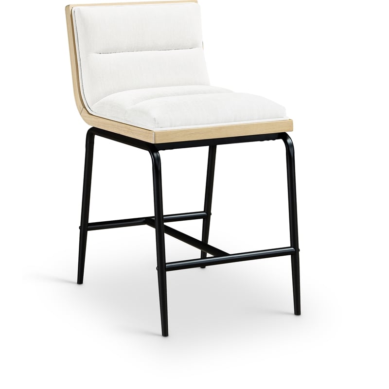 Meridian Furniture Viceroy Cream Fabric Upholstered Counter Stool (Set of 2)