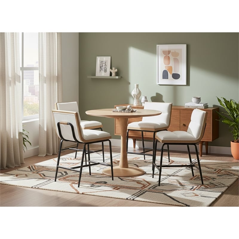 Meridian Furniture Viceroy Cream Fabric Upholstered Counter Stool (Set of 2)