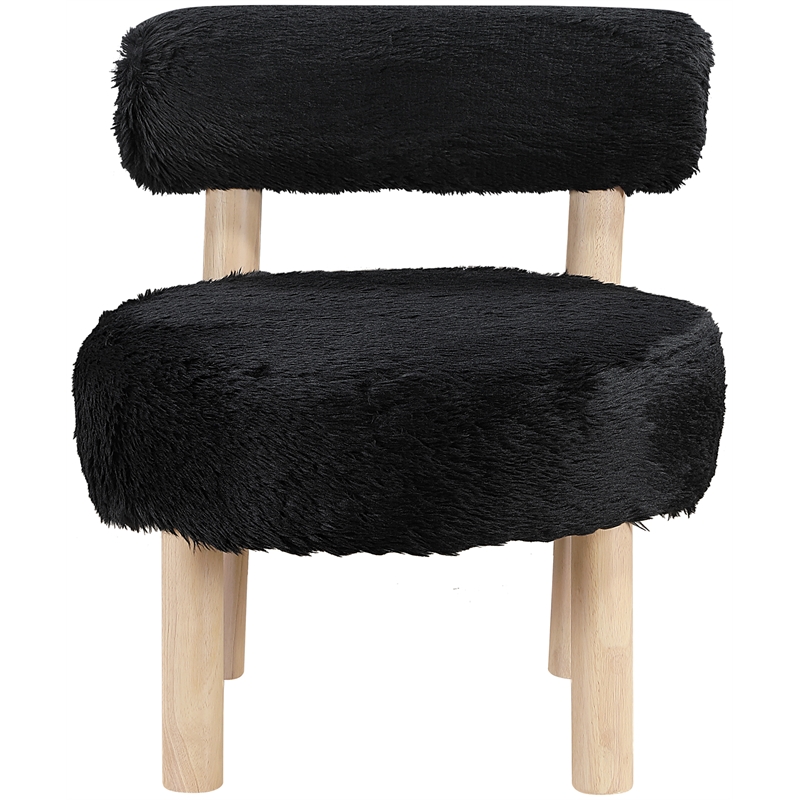 Meridian Furniture Ambre Black Vegan Shearling Fabric Upholstered Accent Chair