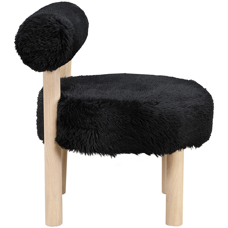 Meridian Furniture Ambre Black Vegan Shearling Fabric Upholstered Accent Chair