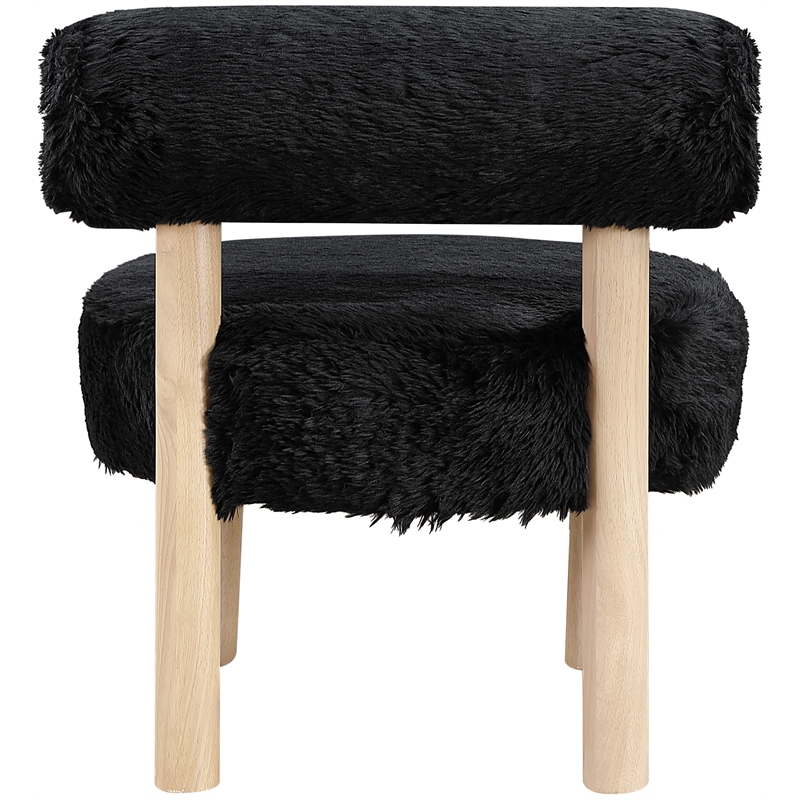 Meridian Furniture Ambre Black Vegan Shearling Fabric Upholstered Accent Chair