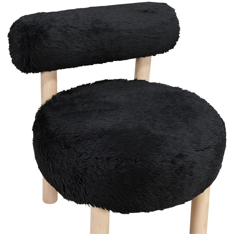 Meridian Furniture Ambre Black Vegan Shearling Fabric Upholstered Accent Chair