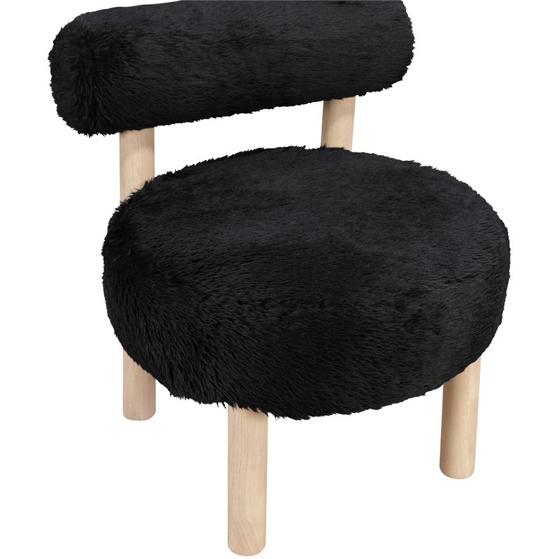 Meridian Furniture Ambre Black Vegan Shearling Fabric Upholstered Accent Chair