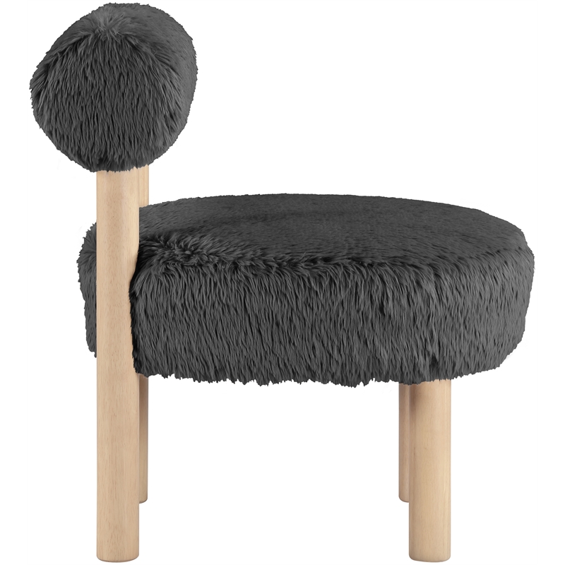 Meridian Furniture Ambre Black Vegan Shearling Fabric Upholstered Accent Chair