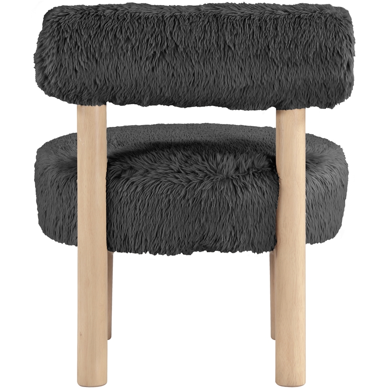 Meridian Furniture Ambre Black Vegan Shearling Fabric Upholstered Accent Chair