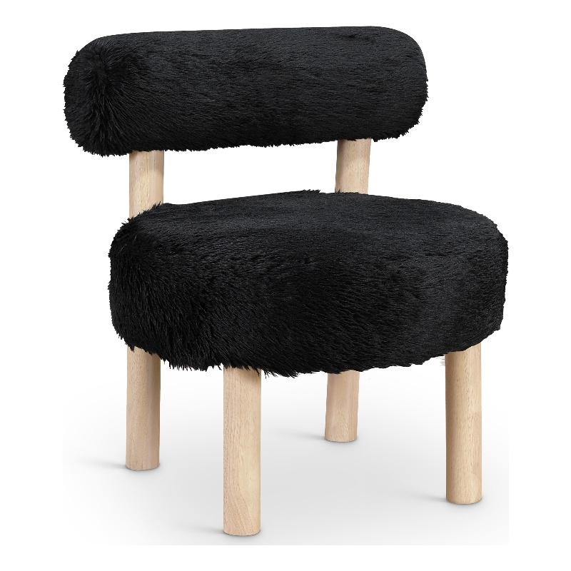 Meridian Furniture Ambre Black Vegan Shearling Fabric Upholstered Accent Chair