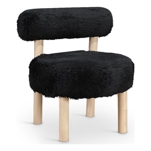 Meridian Furniture Ambre Black Vegan Shearling Fabric Upholstered Accent Chair